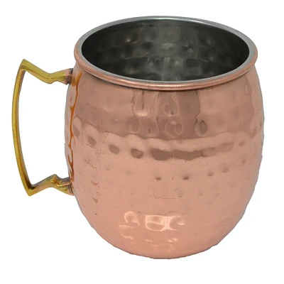 GC Home & Garden 4.25" Hammered Copper Clad Moscow Mule Mug with Brass Handle 16 oz