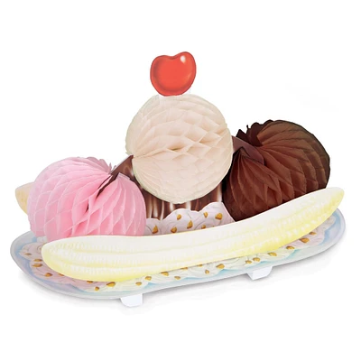 Party Central Club Pack of 12 Pink and Brown Rock N' Roll 50's Good Times Tissue Banana Split Decors 6.5"
