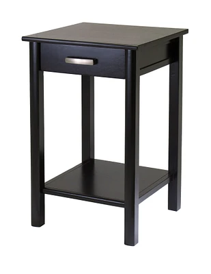 Contemporary Home Living 31" Dark Espresso Unique Liso Square Shaped Top End Table with Drawer and Shelf