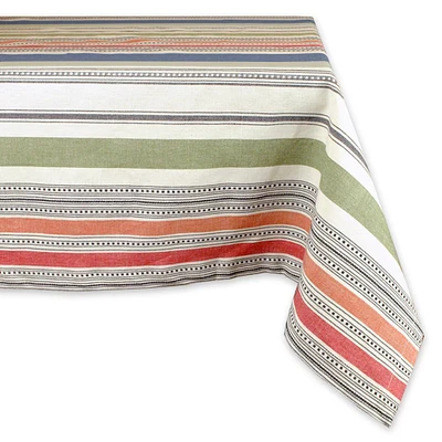 CC Home Furnishings 84" x 60" Subtle Colored Striped Pattern Rectangular Tablecloth