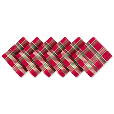 CC Home Furnishings Set of 6 Tango Red and Green Square Napkins 20"