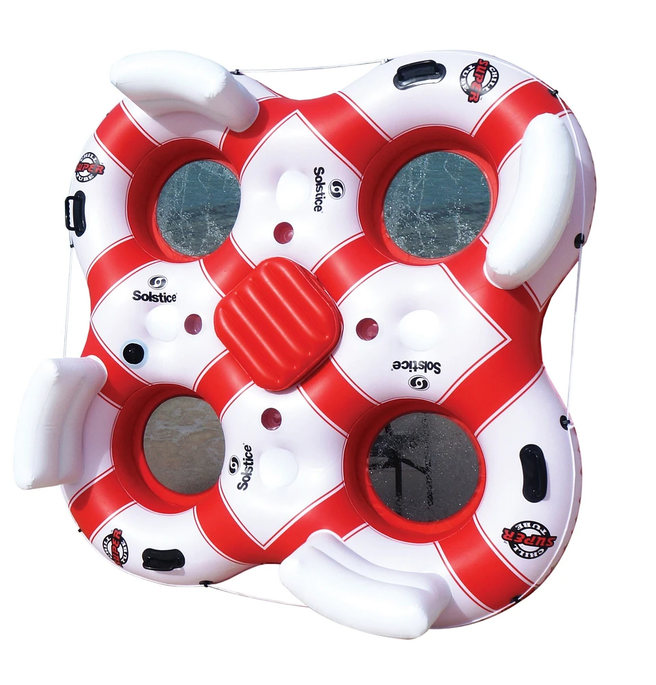 Swim Central 78" White and Red Solstice Super Chill Quarto 4 Person Swimming Pool Float