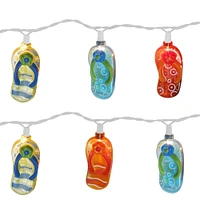 Brite Star Set of 10 Tropical Beach Flip Flop Sandal Novelty Christmas Lights - 11 ft White Wire