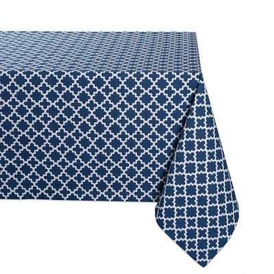 Contemporary Home Living 104" Navy Blue Cotton Lattice Tablecloth