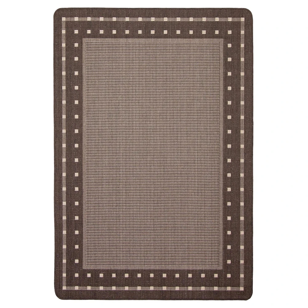 Chaudhary Living 3.25' x 4.5' Chocolate Brown Bordered Pattern Rectangular Outdoor Area Throw Rug