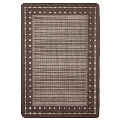 Chaudhary Living 3.25' x 4.5' Chocolate Brown Bordered Pattern Rectangular Outdoor Area Throw Rug