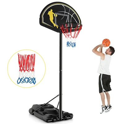 Costway 4.25-10FT Portable Adjustable Basketball Goal Hoop System with 2 Nets Fillable Base