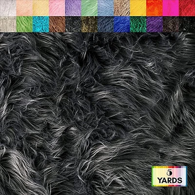 FabricLA Shaggy Faux Fur by The Yard | 180" x 60" | Craft & Hobby Supply for DIY Coats, Home Decor, Apparel, Vests, Jackets, Rugs, Throw Blankets, Pillows | Dark Gray, 5 Yards