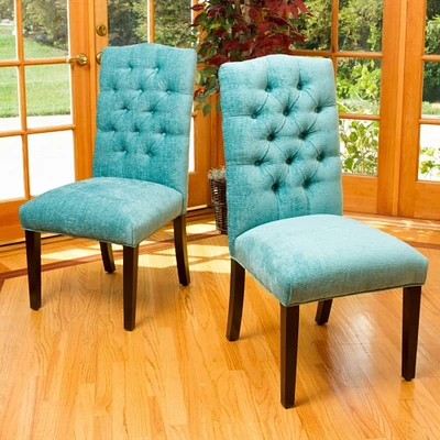 GDF Studio Clark Teal Fabric Dining Chair (Set of 2)