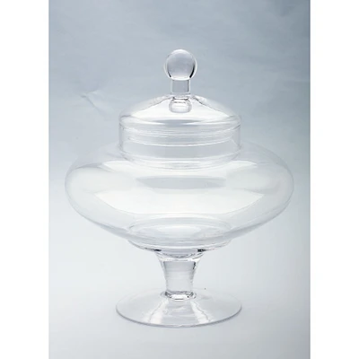 CC Home Furnishings 13” Clear Apothecary Hand-Blown Glass Jar with Finial Lid