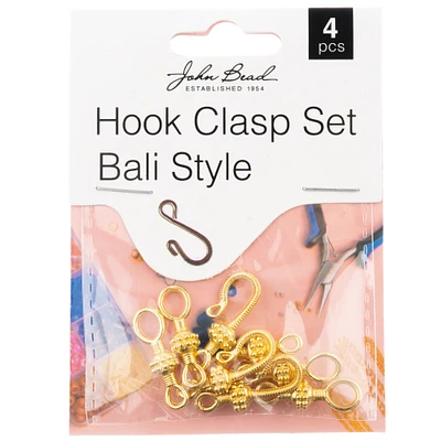 John Bead Bali Style Hook Clasp Set 25mm 4/Pkg-Gold