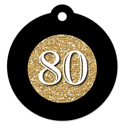 Big Dot of Happiness Adult 80th Birthday - Gold - Birthday Party Favor Gift Tags (Set of 20)