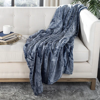 Safavieh   Skyler Plush Throw Blanket Blue / White