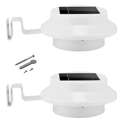 SKUSHOPS 2Pcs Solar Powered Gutter Lights Outdoor IP65 Waterproof Dusk to Dawn Sensor Security Lamps
