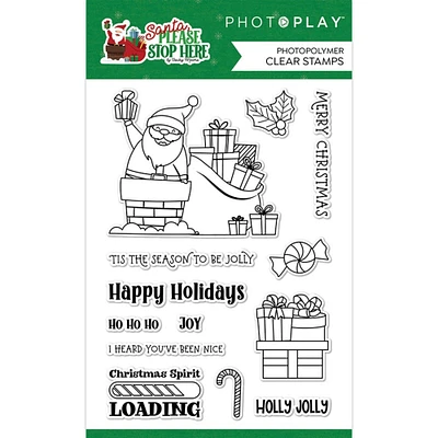 PhotoPlay Photopolymer Clear Stamps-Santa Please Stop Here