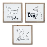 Contemporary Home Living Set of 2 White and Black Contemporary Dog Wall Decor 16"