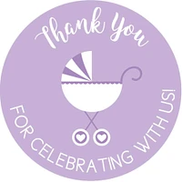 Stroller stickers thank you for celebrating with us girl baby shower favor 2R8purple