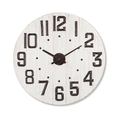 Gerson 29.25" Off-White Unique Round Wooden Hanging Clock