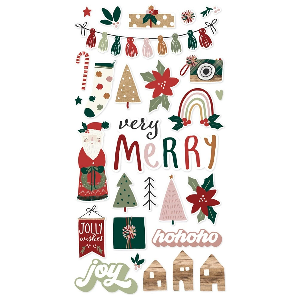 Boho Christmas Chipboard Stickers 6"X12"