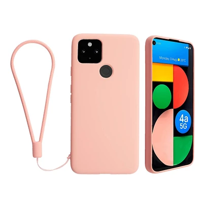Insten Liquid Silicone Case For Google Pixel 4a 5G (2020)(NOT For Pixel 4a) Soft Microfiber Lined Full Body Protective Slim Cover, Pink