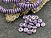 *50* 6x2mm Opaque Purple Rainbow Luster Smooth Rondelle Beads