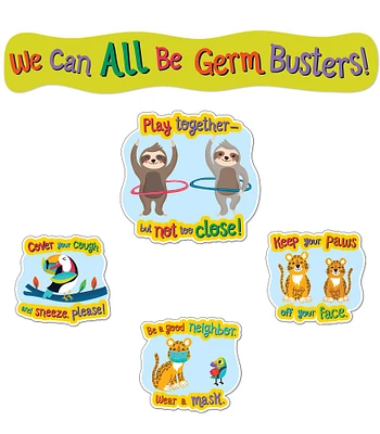 One World Social Distancing Germ Busters Bulletin Board Set, Carson Dellosa Classroom Decorations, 9 Pieces