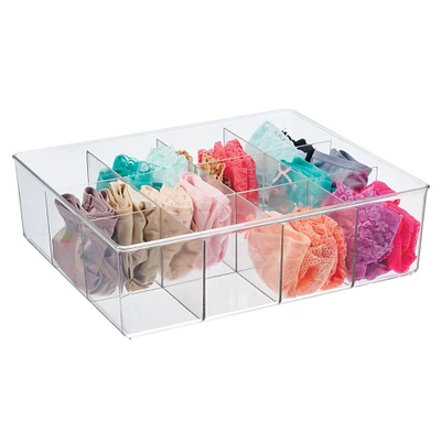 mDesign Plastic Divided Closet, Drawer Storage Bin, Multiple Sections