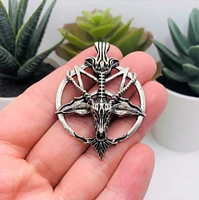 1, 4 or 20 Pieces: Silver Baphomet Pentagram Satan Pendants