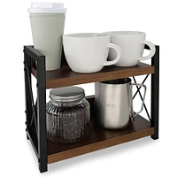 7Penn Kitchen Counter Shelves - 2 Tier Wood Countertop Organizer with Iron Legs