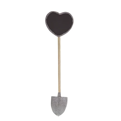 Melrose 23.75" Black and Gray Spade Garden Tool with a Chalkboard Stake Wall Decor