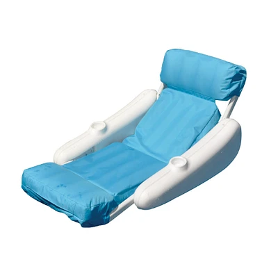 Swim Central 66" Inflatable Blue and White Swimming Pool Floating Lounge Seat