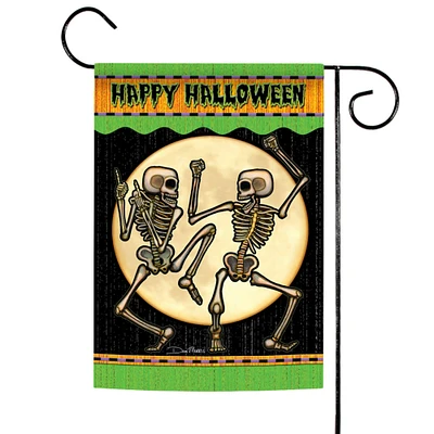 Toland Home Garden Green and Black Dancing Skeletons Halloween Outdoor Rectangular Mini Garden Flag 18" x 12.5"