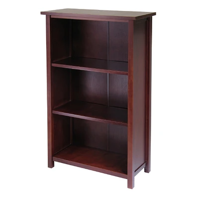 Contemporary Home Living 43” Medium 4-Tier Antique Walnut Finish Solid Wood Storage Shelf Bookcase