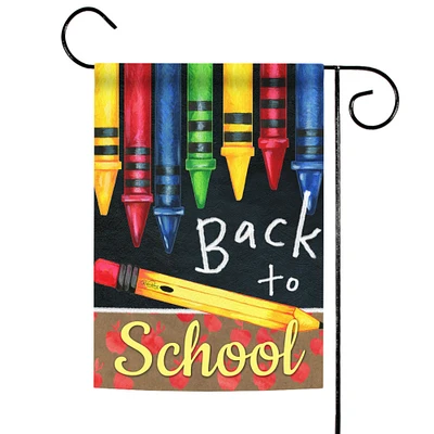 Toland Home Garden Black and Yellow Back To School Crayons Outdoor Garden Flag 18" x 12.5"