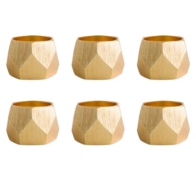 Contemporary Home Living Set of 6 Gold Triangle Band Napkin Rings 2"