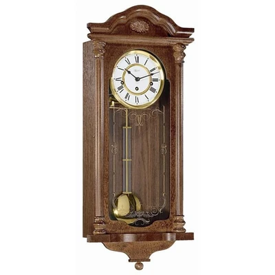Hermle 27" Brown and White Mechanical Regulator Pendulum Wall Clock