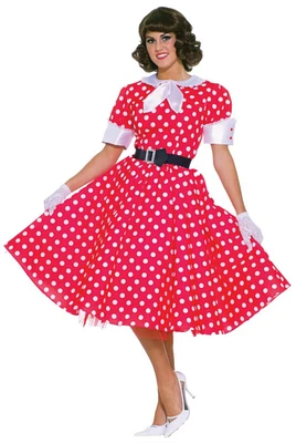 The Costume Center White and Pink 1950's Style Polka Dots Adult Women Halloween Costume - XL