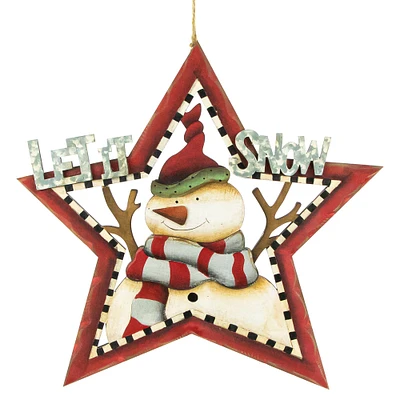 Northlight 13.25"  "Let it Snow" Snowman Star Hanging Christmas Sign