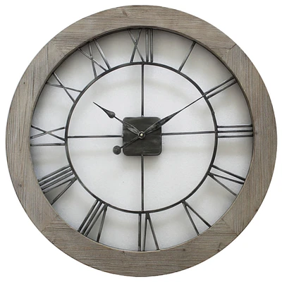 Hermle 32" Silver and Black Antique Round Wall Clock
