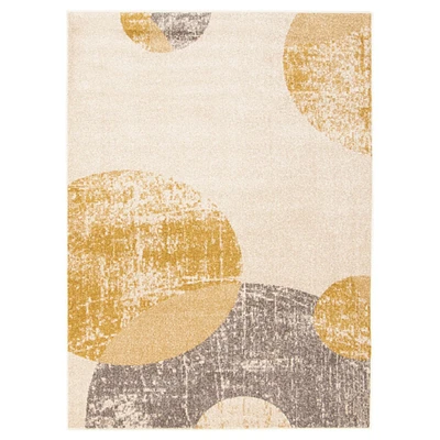 Chaudhary Living 6.5' x 9.5' Off White and Gold Geometric Rectangular Area Throw Rug