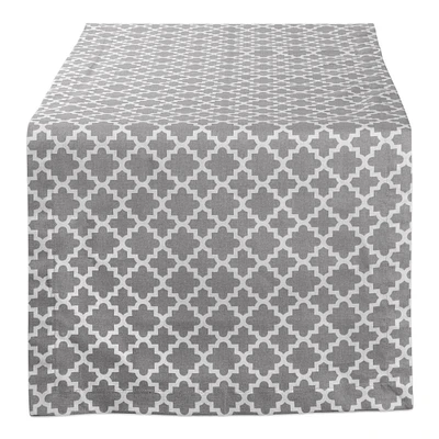 Contemporary Home Living 108" Gray Lattice Table Runner