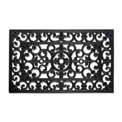 Contemporary Home Living 30" Scroll Rubber Rectangular Decorative Doormat