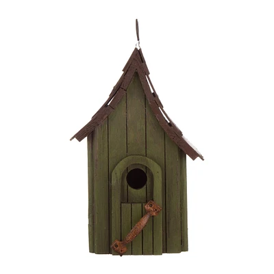 Glitzhome 11.61" Rustic Distressed Finish Wooden Birdhouse