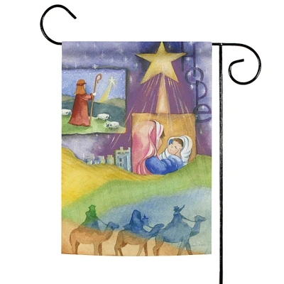 Toland Home Garden Purple and Green Journey to Jesus Christmas Outdoor Rectangular Mini Garden Flag 18" x 12.5"