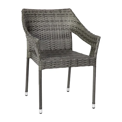 Emma and Oliver Embry All-Weather Indoor/Outdoor Stacking Patio Dining Chair with Steel Frame and Weather Resistant PE Rattan