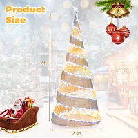 Costway 5FT Pre-lit Christmas Cone Tree with 300 Warm White & 250 Cold White LED Lights