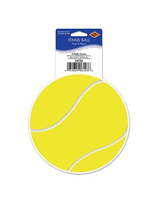 Party Central Club Pack of 12 Yellow and White Tennis Ball Stickers 5.25"