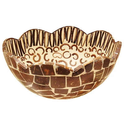 Stoneage Arts Inc 9" Brown and White Cinnamon Flower Shaped and Scented Handmade Bowl