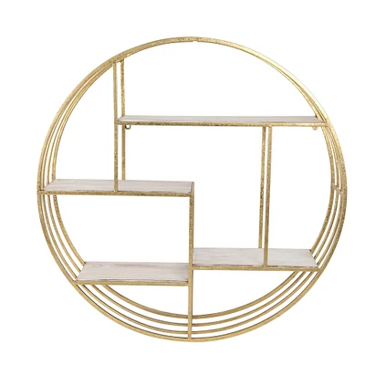 Kingston Living 31.5" White and Gold Round Shaped Wall Shelf