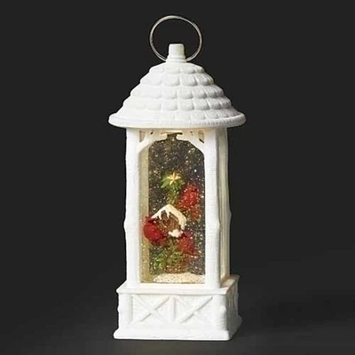 Roman 10.75" LED Lighted Cardinals in House Christmas Snow Globe Lantern